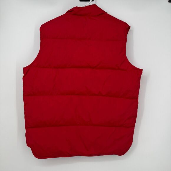 LL Bean Goose Down Quilted Puffer Vest Mens Large Snap Button Red Vintage 80s - Picture 7 of 13